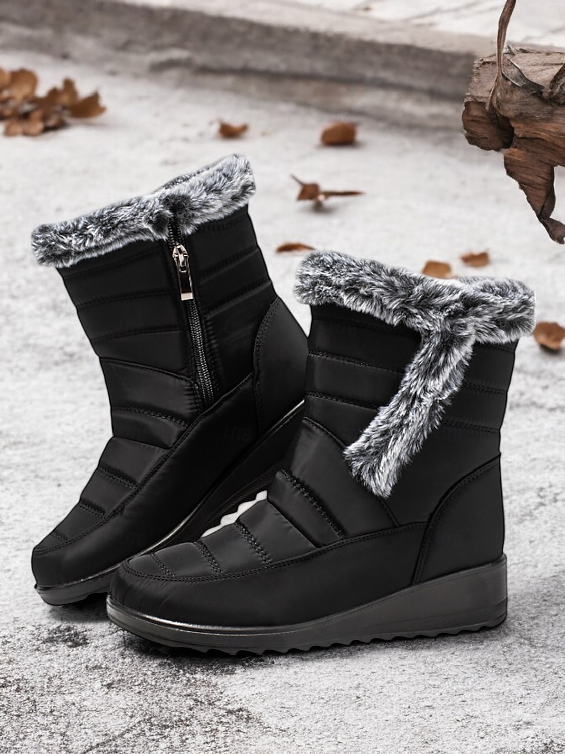 botas de neve femininas de inverno azul marinho com forro de pele sintética – botas quentes à prova d'água e antiderrapantes de 2025 por $42.99 –P3