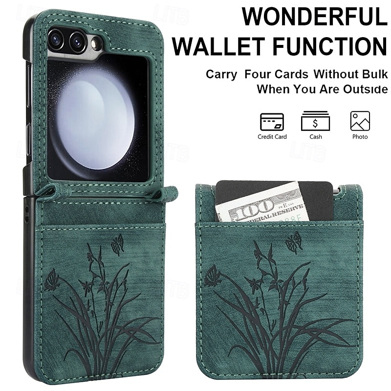 Phone Case For Z Flip 7 Z Flip 6 Z Flip 5 Z Flip 4 Z Flip 3 Back Cover with Stand Holder Card Slot Shockproof Retro TPU PU Leather 2025 - $15.99 –P1