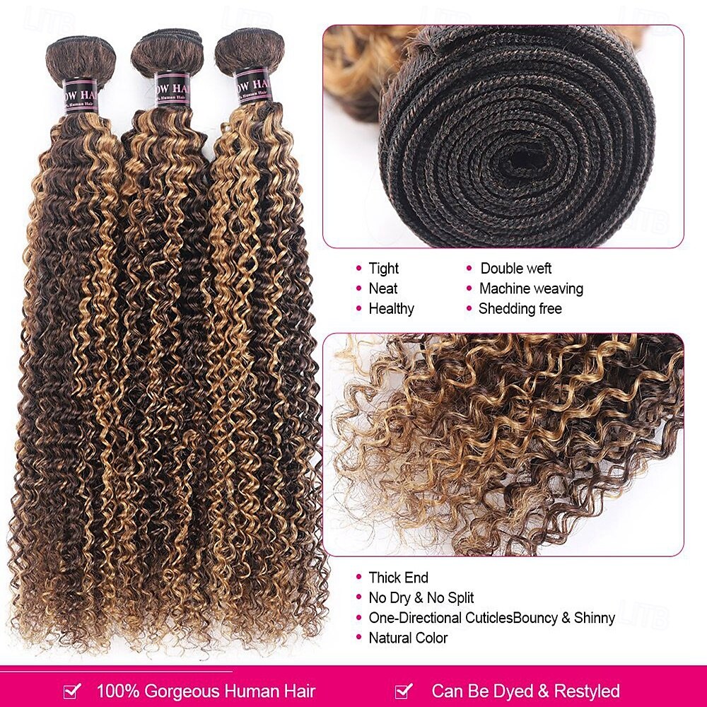 Piano Color P4/27 Human Hair Hair bundle Curly Wave 3 bundles 12-28inch 2025 - $159.99 –P2