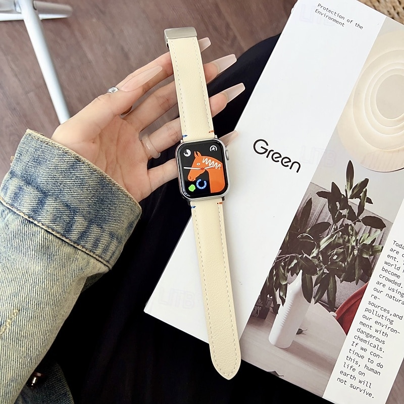 Banda de cuero Compatible con Apple Watch Correa 38mm 40mm 41mm 42mm 44mm 45mm 49mm Mujer cierre magnético Ajustable Cuero Auténtico correa de repuesto para iwatch Ultra 2 Series 9 8 7 SE 6 5 4 3 2 1 2025 - $16.99 –P13