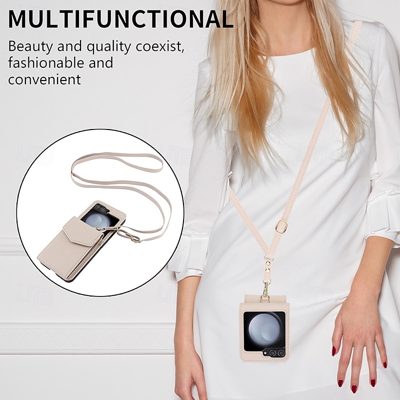 Phone Case For Z Flip 6 Z Flip 5 Z Flip 4 Z Flip 3 Back Cover with Stand Holder with Lanyard Card Slot Retro TPU PU Leather 2025 - $23.99 –P5