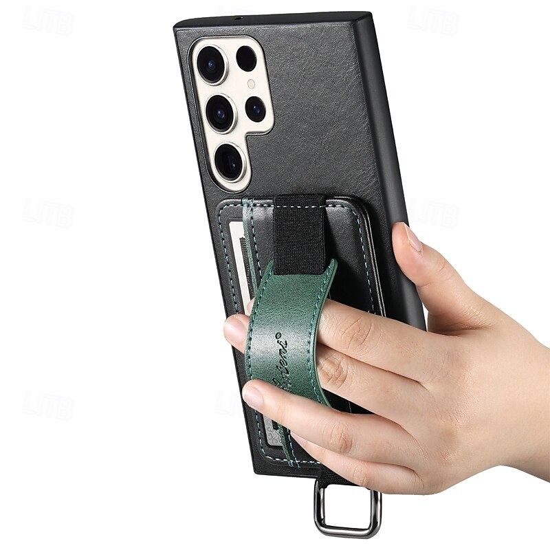 telefon Carcasă Pro S24 S24 Ultra Plus S23 Ultra Plus S23 S22 S22 Plus Ultra S25 Ultra Zadní kryt se stojánkem s poutkem na zápěstí Slot pro kartu Retro TPU PC PU kůže 2025 - $19.99 –P8
