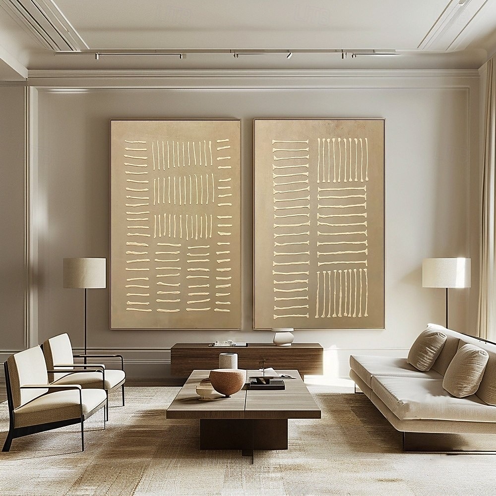 Oil painting Wabi sabi artwork handmade Wall Art Beige Abstract Painting on Canvas hand painted A Pair Beige Texture painting Wall Art Neutral Abstract Wall Art Boho Wal Decor oil painting 2025 - $116.99 –P4