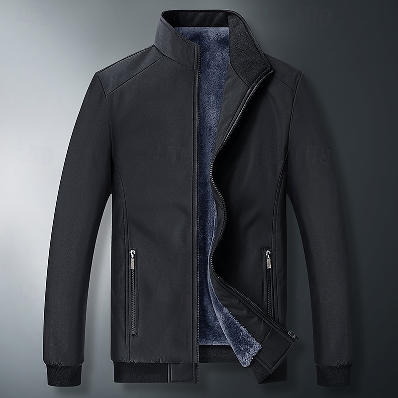 Ανδρικά Χειμωνιάτικα μπουφάν Μπουφάν fleece Casual Jacket Καθημερινά Διακοπές Διατηρείτε Ζεστό Τσέπη Φλις Φθινόπωρο & Χειμώνας Σκέτο Μοντέρνα Κομψό στυλ street Όρθιος Γιακάς Κανονικό Μαύρο Θαλασσί 2025 - $44.99 –P2