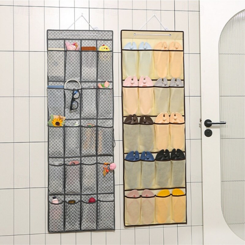 Organizador de zapatos y artículos diversos para montar en la pared, organizador de tela para guardar bolsos, estante para colgar sobre la puerta, bolsa de tela 2025 - $8.49 –P4