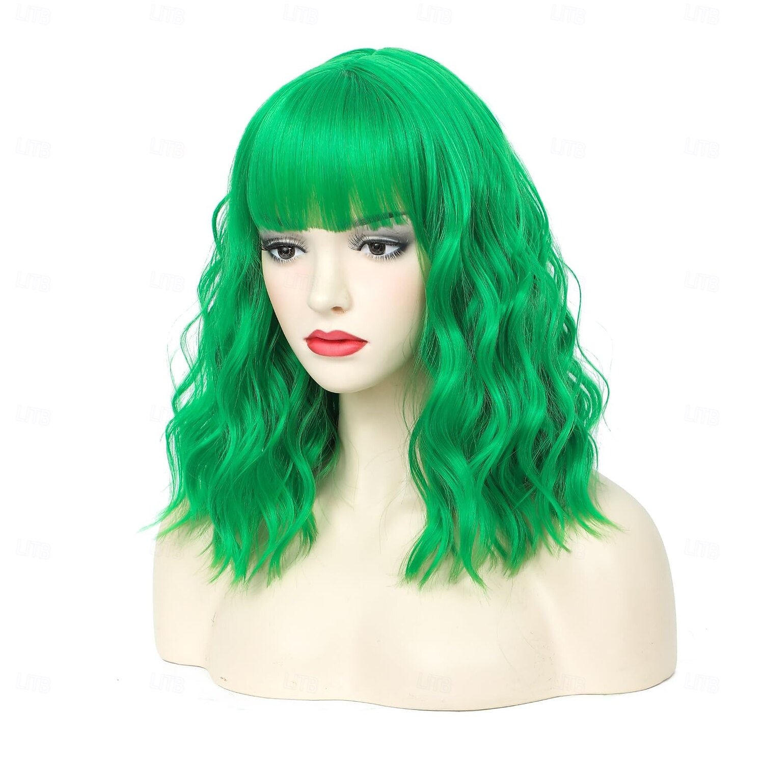 bob-peruukit naisille lyhyt kihara aaltoileva peruukki otsatukkalla olkapäiden pituus lyhyt bob-peruukki naisille tytöille synteettinen peruukki cosplay joulujuhlaperuukit St.patrickin päivän peruukit 2025 - $18.99 –P6