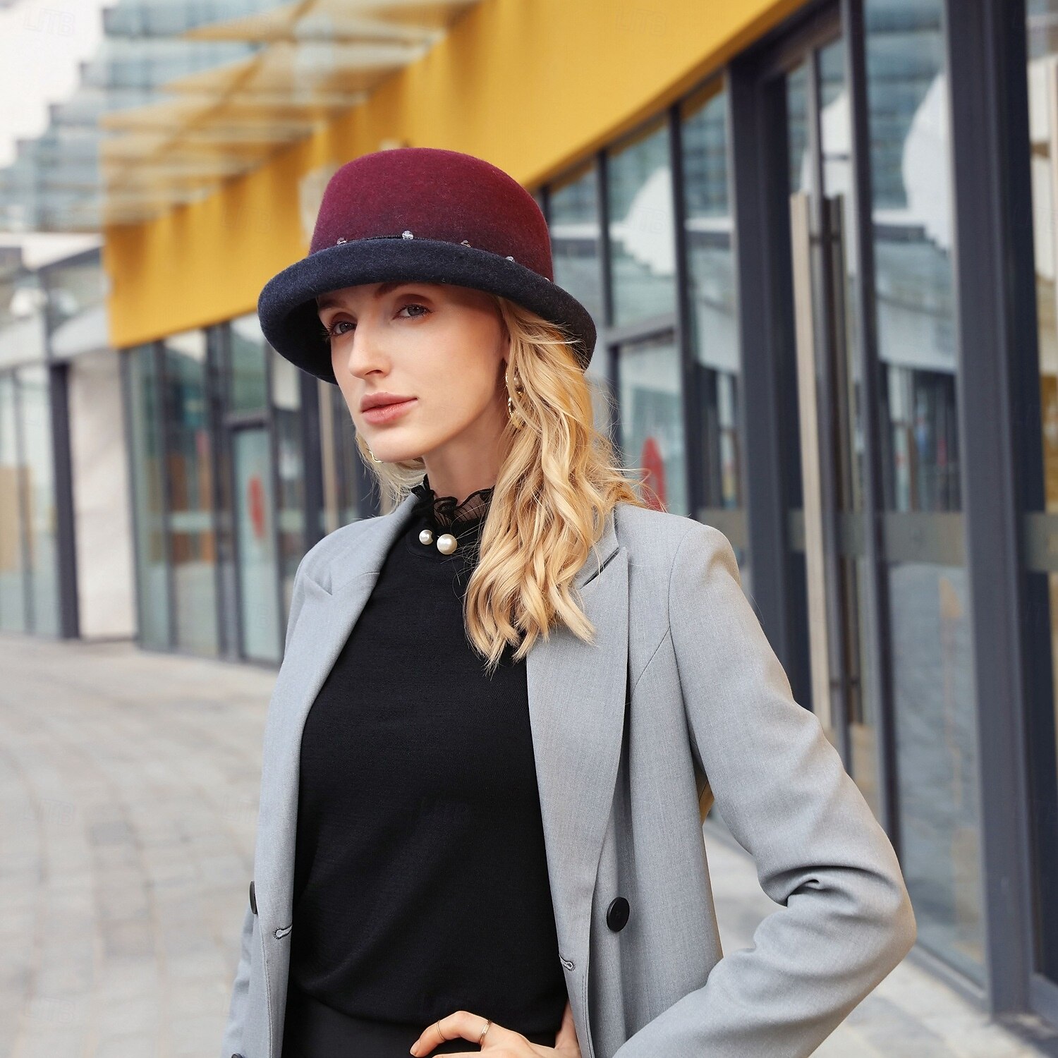cappelli 100% lana cappello a bombetta / cloche cappello da pescatore cappello fedora matrimonio tè festa elegante britannico con berretto perline copricapo copricapo del 2025 a $49.99 –P6