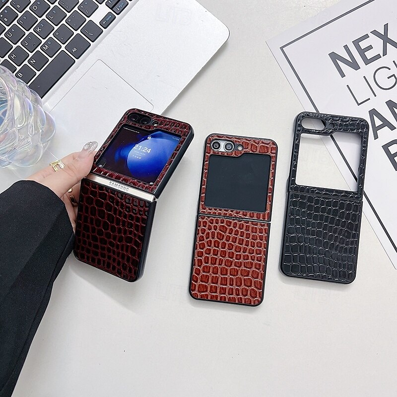2025年 電話 ケース 用途 Zフリップ6 Z Flip 5 Z Flip 4 Z Flip 3 バックカバー 耐衝撃 レトロ風 TPU PUレザー  コレクション – $14.99 –P8