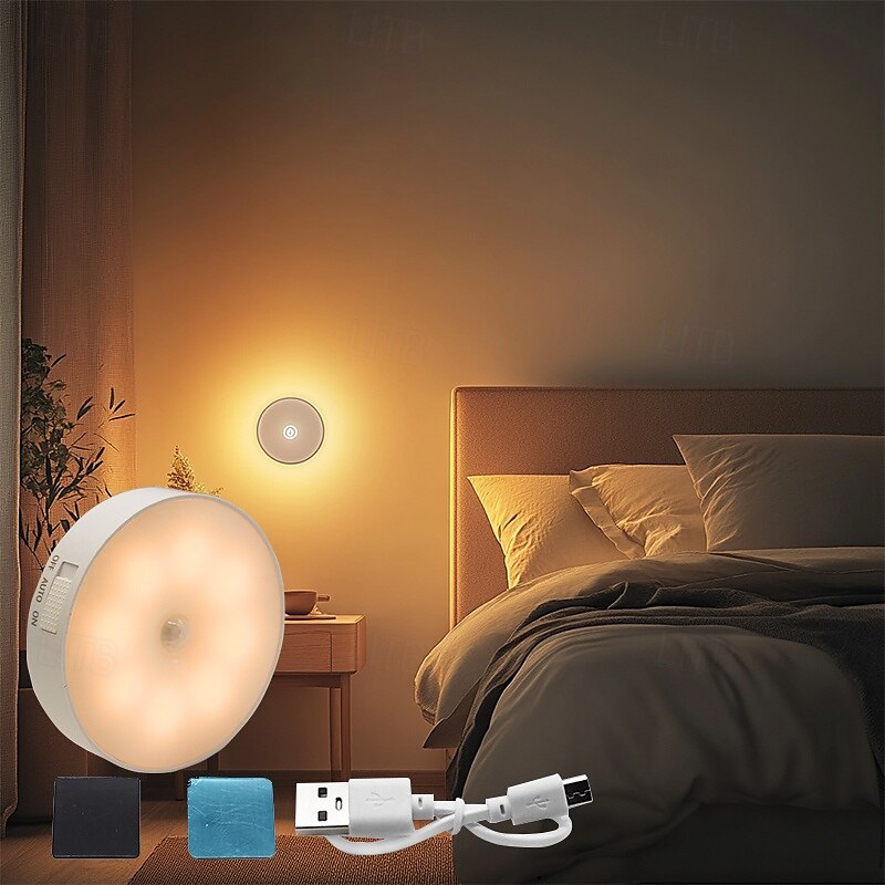 Luce notturna con sensore di movimento a 8 LED, luce per mobiletto delle scale ricaricabile tramite USB, accensione/spegnimento automatico, ideale per cucina, camera da letto, armadio, scale e corridoio del 2025 a $11.49 –P8