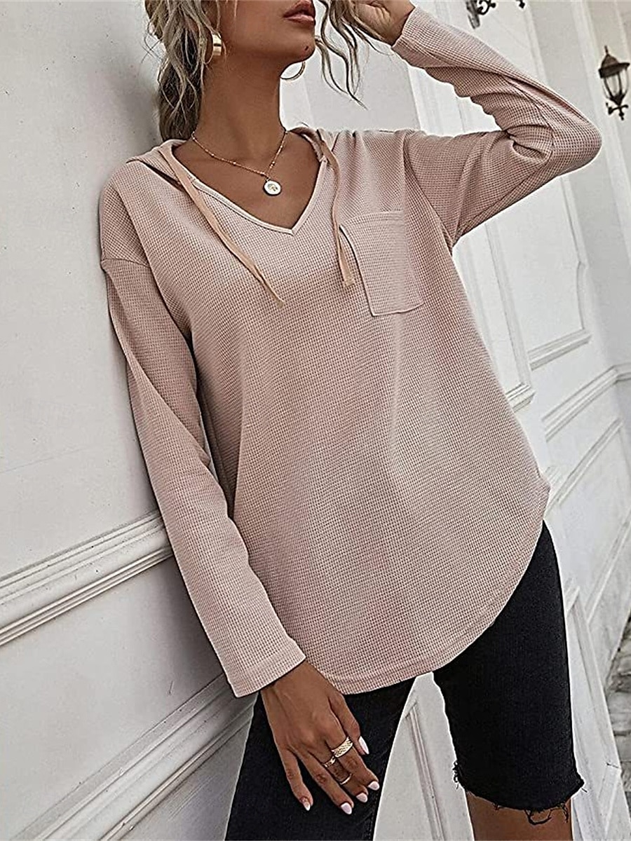 Damen Hemd Bluse Feste Farbe Basic Brautkleider schlicht Langarm Mit Kapuze Normale Oberteile Täglich Schwarz Rosa Grün Herbst Winter 2025 - $36.99 –P8