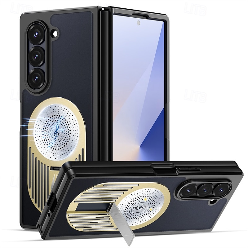 2025年 電話 ケース 用途 サムスンのギャラクシー Zフォールド6 Z Fold 5 磁気吸着ケース スタンド付き 磁石バックル ワイヤレス充電をサポート 幾何学模様 PC メタル シリコーン  コレクション – $29.99 –P9