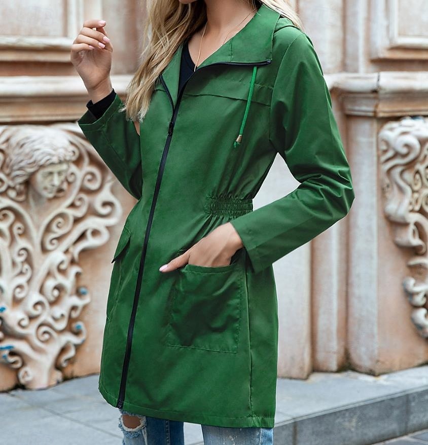 Damen Freizeitjacke Strasse Freizeitskleidung Herbst Winter Standard Mantel Lockere Passform Stilvoll Brautkleider schlicht Jacken Langarm Feste Farbe Full Zip Schwarz Hellgrau Grün 2025 - $41.99 –P5