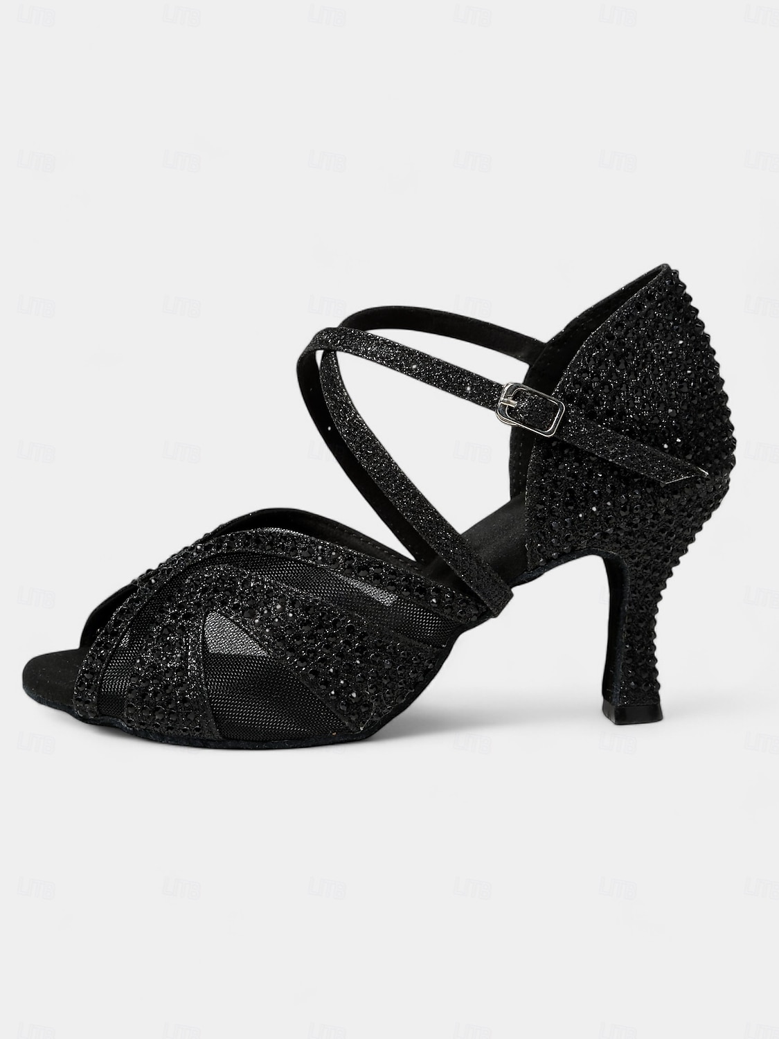 scarpe da ballo latino con tacchi da donna con strass e morbida suola in pelle scamosciata – scarpe da ballo aperte con glitter per matrimoni e occasioni speciali del 2025 a $54.99 –P7