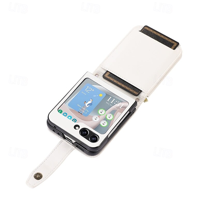 Telefon tok a Z Flip 6 Z Flip 5 Z Flip 4 Z Flip 3 Flip tok állványtartóval cipzárral csuklópánttal retro TPU PU bőr 2025 - $23.99 –P4