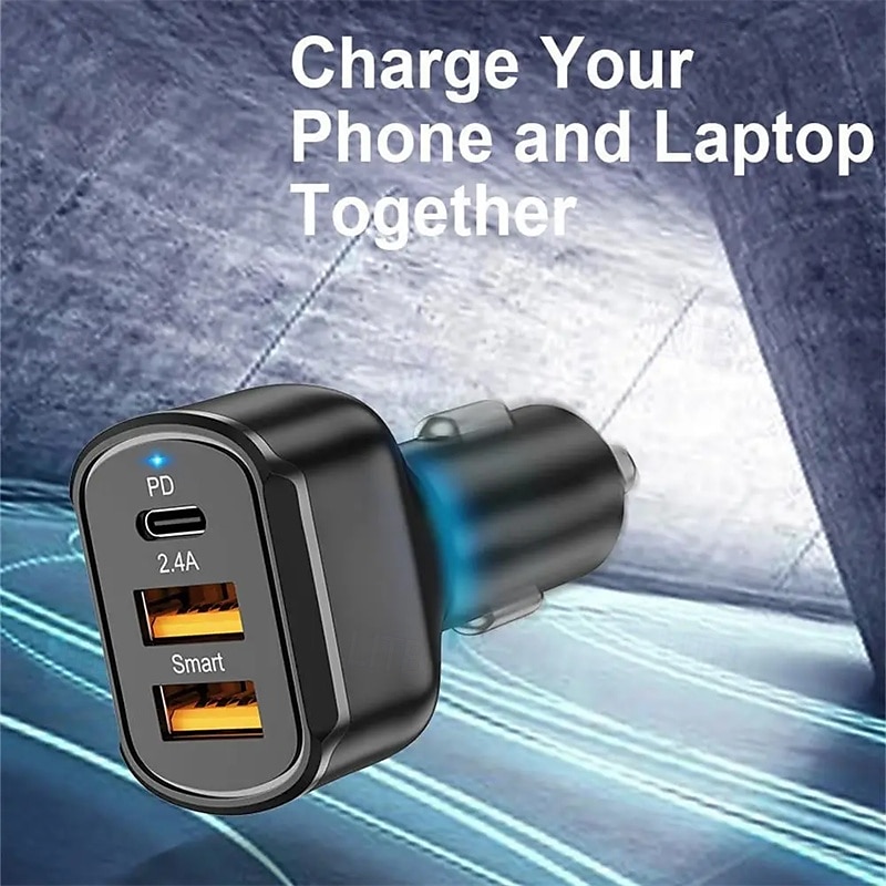 USB-C-Autoladegerät PD-Autoladegerät-Adapter 3 Anschlüsse Mini-USB-Autoladegerät 30 W Schnelllade-Autoadapter 2025 - $14.99 –P3