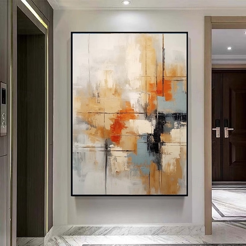 Großes, 100 % handgemaltes abstraktes Ölgemälde in Gold auf Leinwand, handgefertigtes, reich strukturiertes Acryl-Wandgemälde, moderne Wandkunst, handgemaltes Kunstwerk, Ölgemälde mit Pattelmesser für 2025 - $116.99 –P5