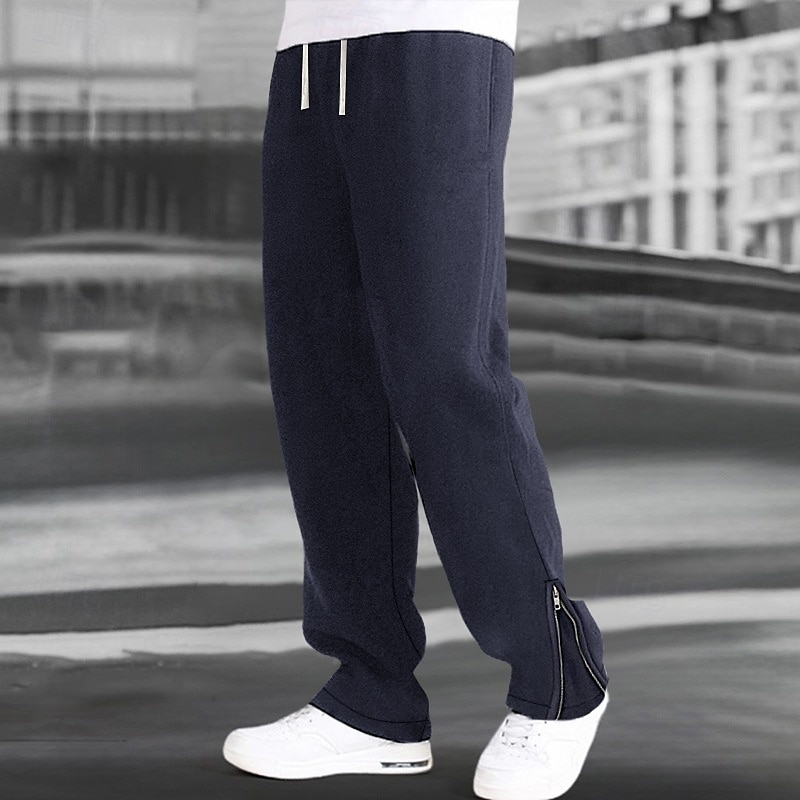 Herren Jogginghose Trainingshose Jogginghose Jogger Hose Hosen Jogginghose mit geradem Bein Ausgestellte Jogginghose Kordelzug Elastische Taille Bein mit Reißverschluss Glatt Komfort Warm In voller 2025 - $19.99 –P1