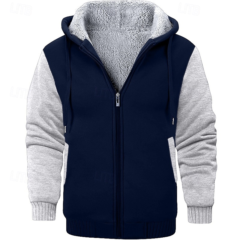 Per uomo Felpa con cappuccio Felpa con cappuccio a zip intera Felpa con cappuccio in pile Rosso bordeaux Nero Rosso Blu marino Grigio chiaro Con cappuccio Liscio Sportivo Giornaliero Per eventi del 2025 a $37.99 –P3