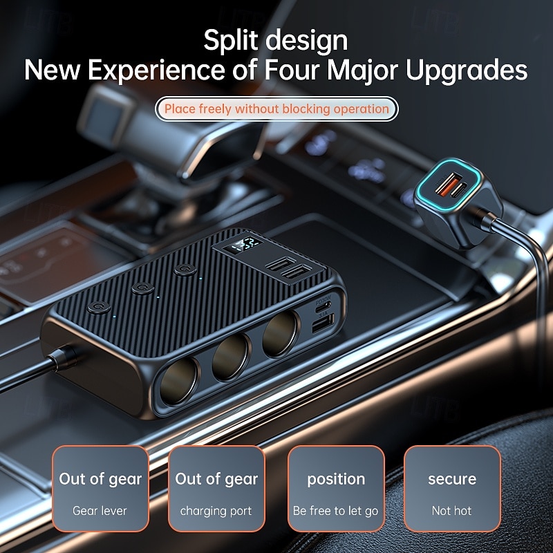 Car Cigarette Lighter Adapter Splitter 9 in 1 Cigarette Lighter USB Charger 3 Socket USB C Car Charger Adapter with Voltmeter 12V/24V Plug Outlet Fast Charging for Phone 2025 - $44.99 –P8