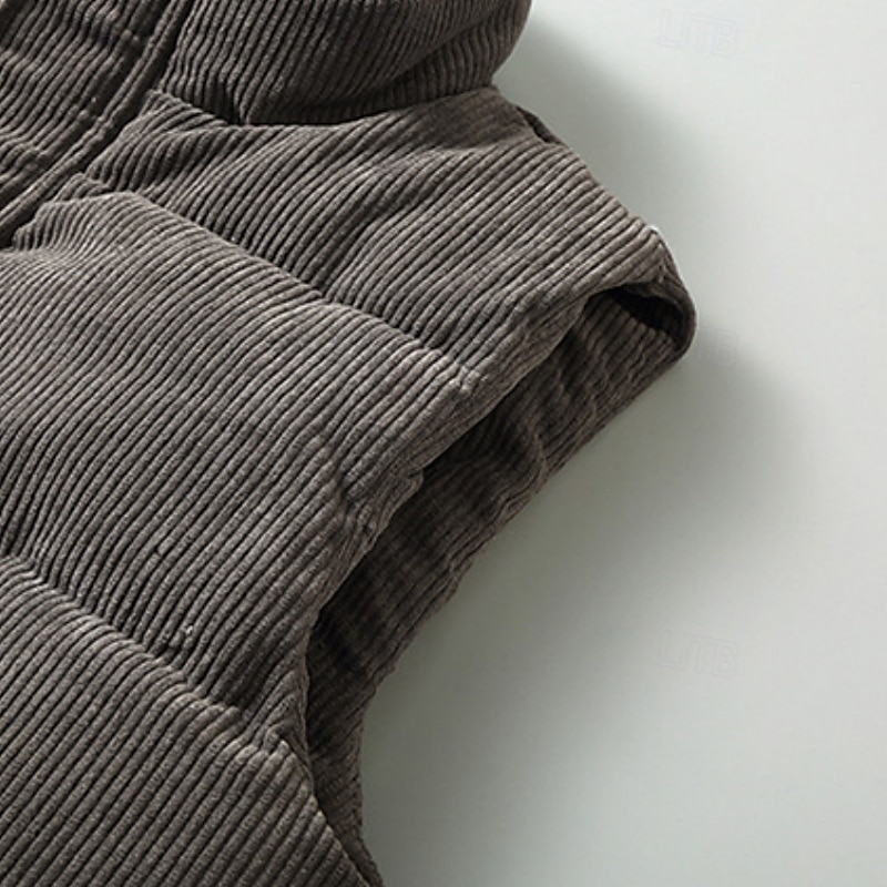 Per uomo Gilet imbottito Gilet in velluto a coste Gilet trapuntato Da tutti i giorni Da mare Per uscire Di tendenza Essenziale Primavera & Autunno Cerniera Velluto a coste Comodo Liscio Cerniera del 2026 a $33.99 –P4