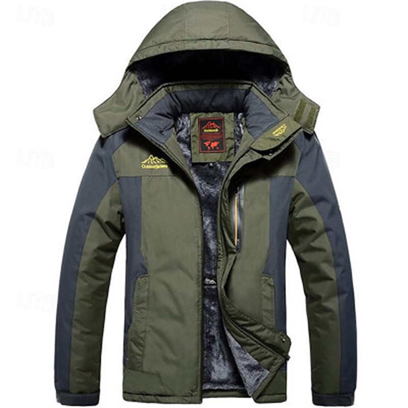 Herr Utomhusjacka Vinterkappa Fleece-jacka Hoodiejacka Dagligen Semester Håller värmen Vindtät Ficka Avtagbar huva Vår & Höst Färgblock Mode Klassisk Huva Normal Svart Röd Kungsblå Armégrön Jacka 2025 - $45.99 –P12