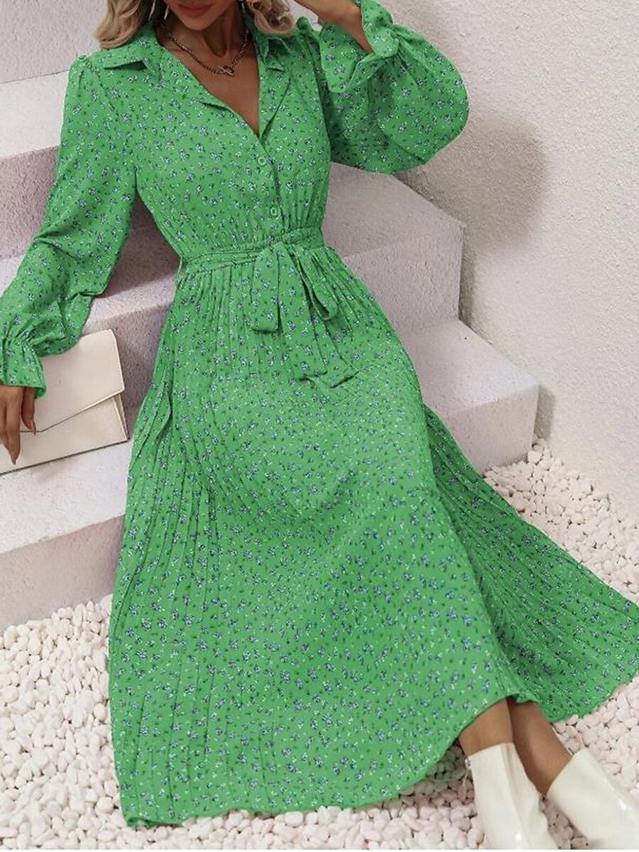 robe midi à fleurs à col en V et manches longues pour femme printemps automne de 2025 ? $33.99 –P6