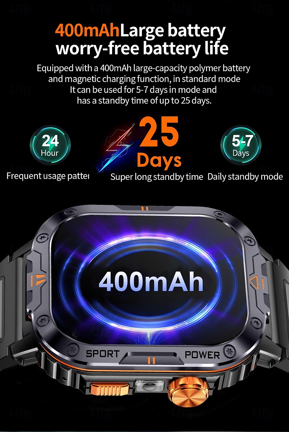 696 NX20 Smart Watch 2 inch Smart Band Fitness Bracelet Bluetooth Pedometer Call Reminder Sleep Tracker Compatible with Android iOS Men Hands-Free Calls Message Reminder IPX-0 45mm Watch Case 2025 - $56.99 –P5