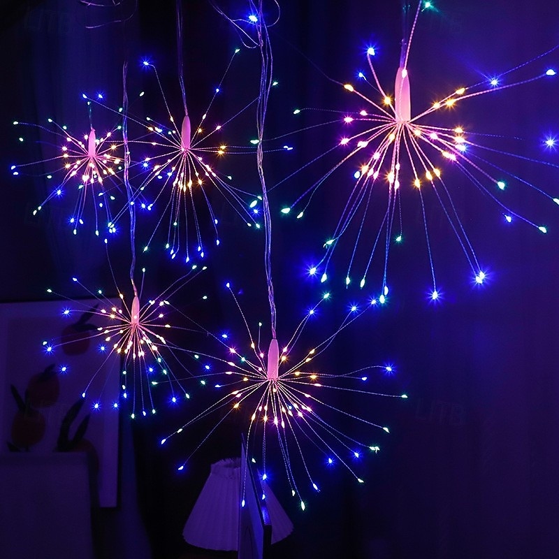 4db napelemes tűzijáték lámpák, napelemes pálya lámpák 360 led távirányítóval 8 mód, vízálló kültéri lámpák kertbe, udvarba, teraszra, sétányra, karácsonyi és ünnepi díszekre 2025 - $28.99 –P9