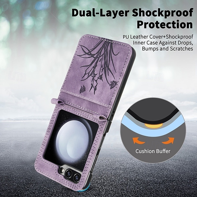 Phone Case For Z Flip 7 Z Flip 6 Z Flip 5 Z Flip 4 Z Flip 3 Back Cover with Stand Holder Card Slot Shockproof Retro TPU PU Leather 2025 - $15.99 –P7