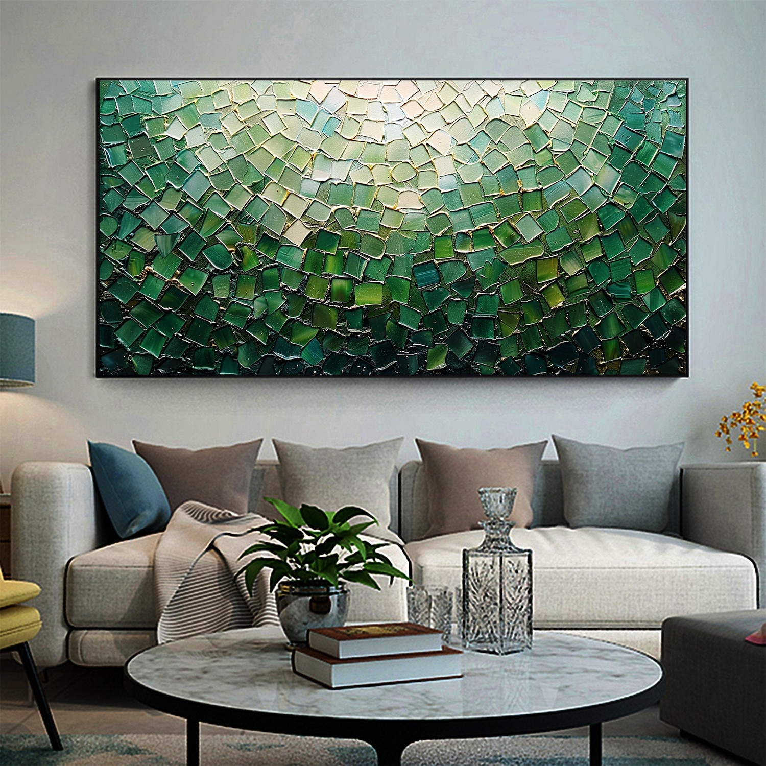 Handmade Original Nordic Minimalism Oil Painting On Canvas Contemporary Abstract Green Impasto Texture Wall Art for Home Decor With Stretched Frame/Without Inner Frame Painting 2025 - $139.99 –P9