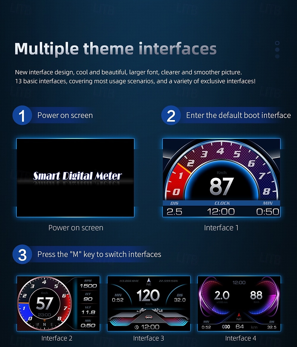2025年 p3 gps スピードメーター hud obd2 ヘッドアップディスプレイ オンボードコンピューター 車の電圧 rpm 水温 傾斜計 アラームゲージ付き  コレクション – $118.99 –P3