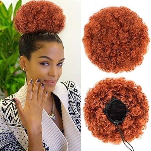Afro Puff Clip On Synthetic Ponytail Extension for Black Women Short Kinky Bun for Natural Hair 2025 - $14.49 –P2