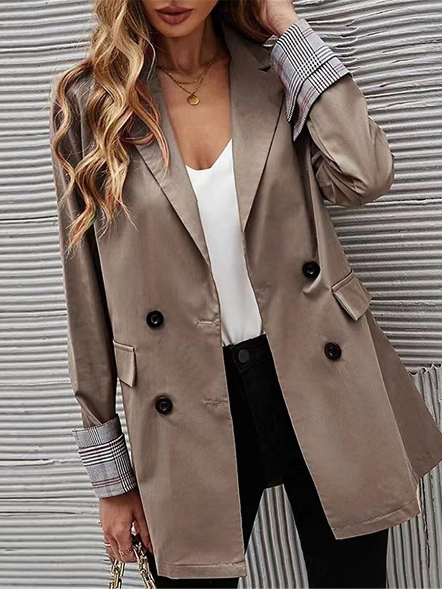 Women's Blazer Work Button Solid Color Breathable OL Style Regular Fit Outerwear Long Sleeve Fall Blue S 2025 - $41.99 –P2