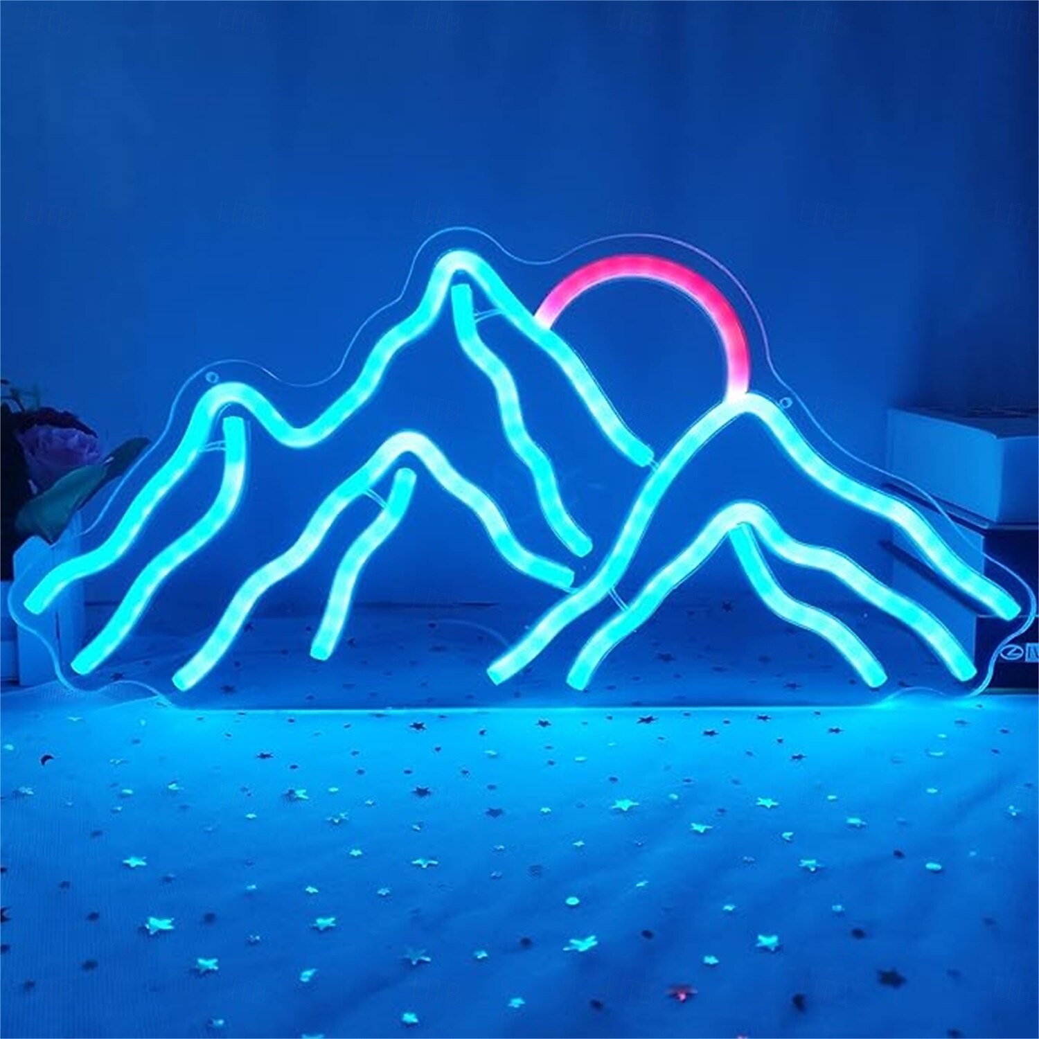Panneau lumineux au néon avec coucher de soleil sur la montagne, applique murale à LED à intensité variable alimentée par USB pour chambre à coucher, chambre d'enfant &décoration de salon de 2025 ? $55.99 –P1