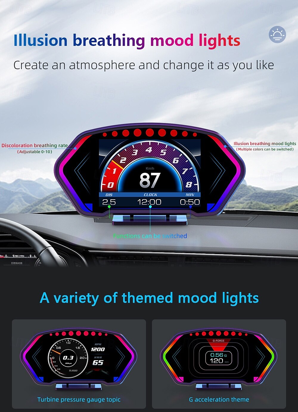 2025年 p3 gps スピードメーター hud obd2 ヘッドアップディスプレイ オンボードコンピューター 車の電圧 rpm 水温 傾斜計 アラームゲージ付き  コレクション – $118.99 –P6