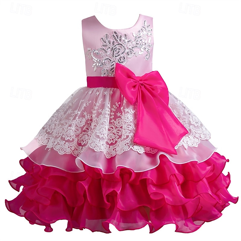 kinderkleidung Mädchen Cosplay-Kleid Party Kleid Farbblock Ärmellos Leistung Weihnachten Gitter Rückenfrei Patchwork Schön Süß Polyester Maxi abendkleider Schaukelkleid Tüll-Kleid Winter 4-12 Jahre 2025 - $41.99 –P9
