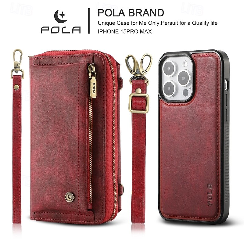 2025年 電話 ケース 用途 iPhone 16 Pro Max プラス iPhone 15 プロマックスプラス iPhone 14 13 12 11 Pro Max Plus Mini iPhone 14 Pro Max iPhone 13 12 11 Pro Max バックカバー ウォレットカードケース スタンド付き ジッパ－ ストラップ付き レトロ風 TPU PUレザー  コレクション – $45.99 –P1