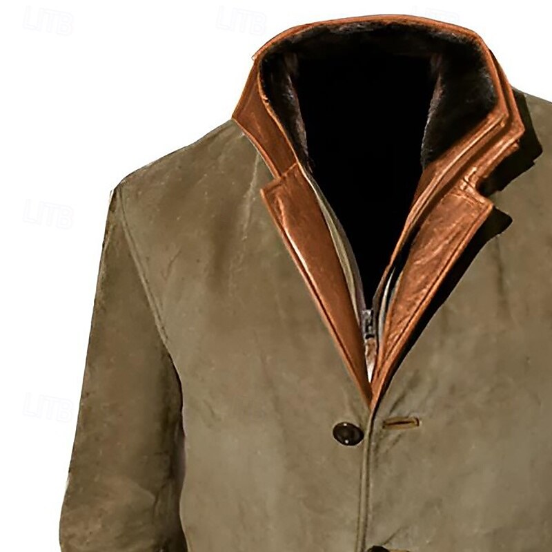 Pánské Rüzgarlık Bunda z umělého semiše Westernová kožená bunda Denní Dovolená Zahřívací Fleece límec Bez fleece podšívky Podzim zima Bez vzoru Módní Šik ven Kapuce Standardní Hnědá Khaki Šedá Saka 2025 - $90.99 –P10