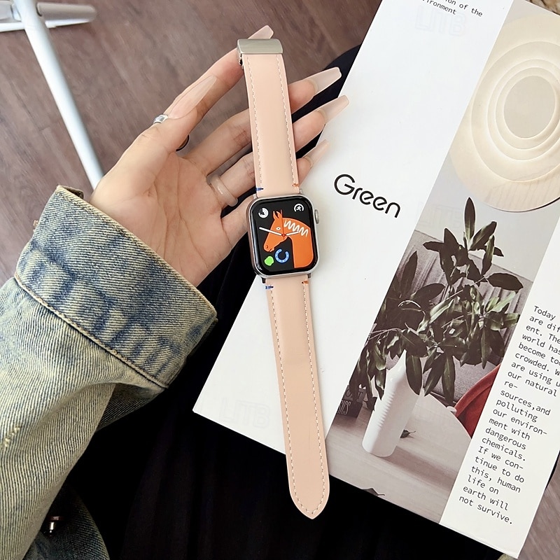 Banda de cuero Compatible con Apple Watch Correa 38mm 40mm 41mm 42mm 44mm 45mm 49mm Mujer cierre magnético Ajustable Cuero Auténtico correa de repuesto para iwatch Ultra 2 Series 9 8 7 SE 6 5 4 3 2 1 2025 - $16.99 –P8