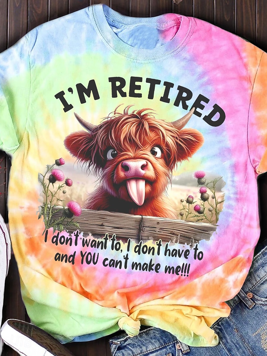 Women's T Shirt Casual Letter Print Short Sleeve Regular Tops Round Neck Daily Rainbow Spring Fall 2026 - $22.99 –P1