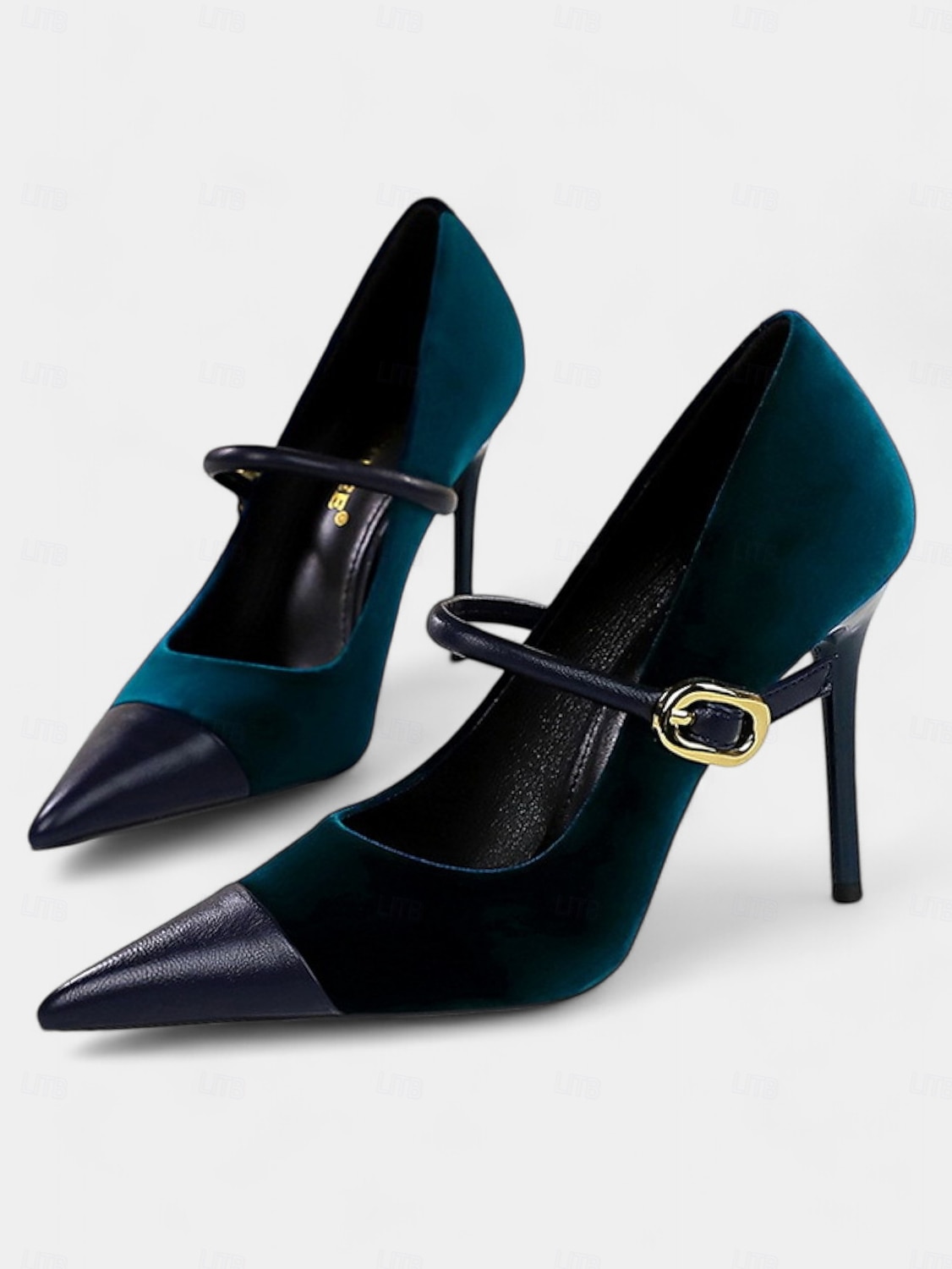 Women's Burgundy Velvet Pointed Toe Stiletto Heels – Elegant High Heels with Gold Buckle for Formal and Evening Wear 2025 - $46.99 –P3