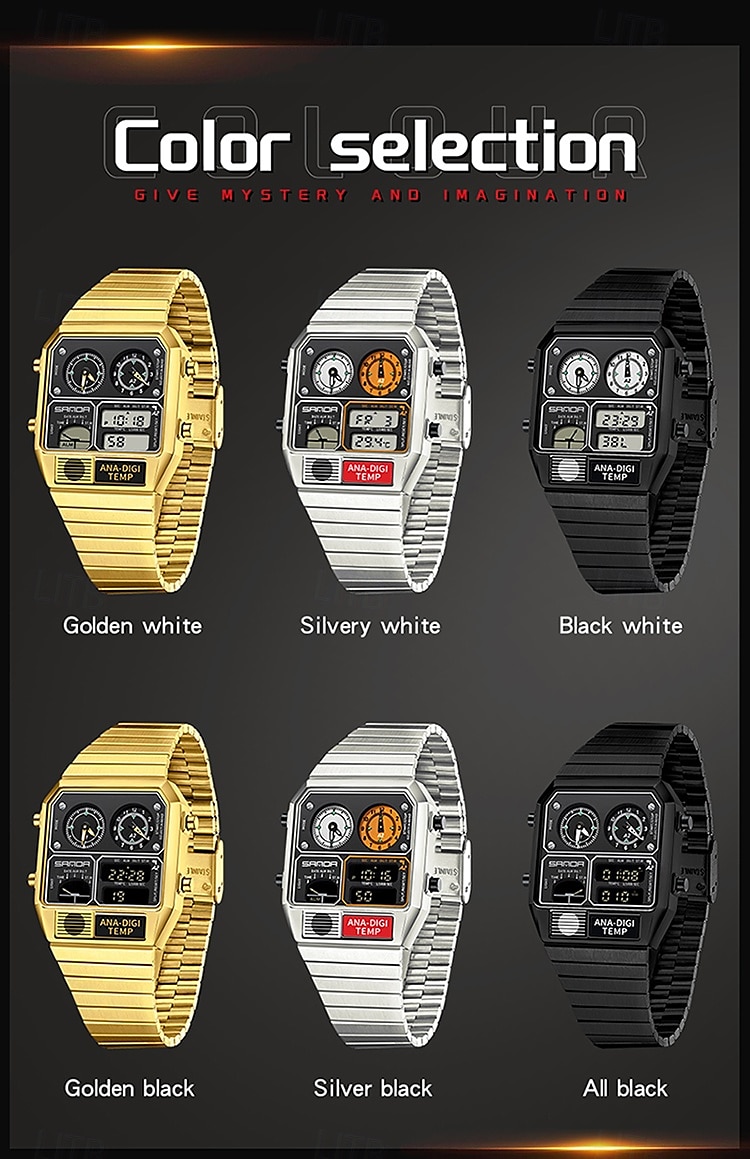 SANDA Men Digital Watch Sports Fashion Casual Business Minute Repeater Stopwatch Alarm Clock Waterproof Steel Watch 2026 - $48.99 –P9