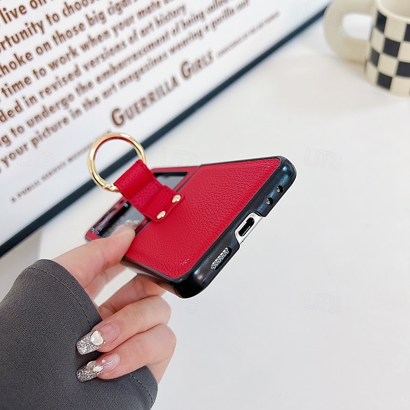 telefono Custodia Per Capovolgi Z 6 Z Flip 5 Z Flip 4 Z Flip 3 Per retro Fibbia ad anello Resistente agli urti Retrò TPU pelle sintetica del 2025 a $16.99 –P12