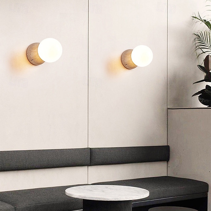 Apliques de pared de estilo japonés wabi-sabi, lámparas de pared con pantalla de vidrio lechoso, luces de pared de piedra 2025 - €59.99 –P8