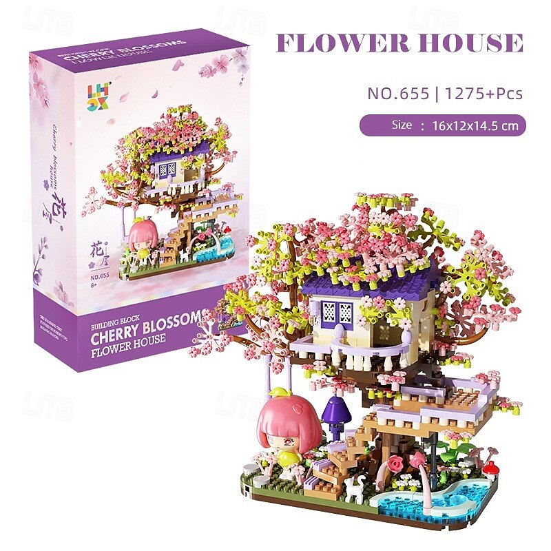 2025年 フラワーツリーハウス マイクロミニブロック 大人用 木と植物 クリスマス雰囲気 モデルキット クリエイティブ DIY ギフト 子供用  コレクション – $30.84 –P4