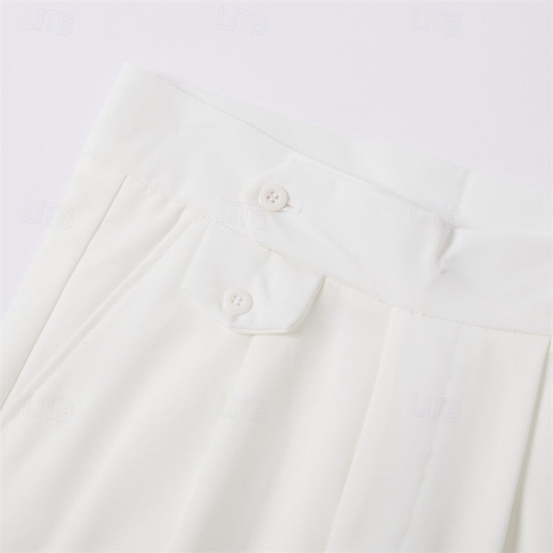 Homme pantalon de costume Pantalon Pantalon plissé Pantalon de costume Pantalon Gurkha Poche Taille haute Plein Confort Mariage Bureau Travail Elégant Rétro Vintage Noir Blanche Taille haute de 2025 ? $15.49 –P4