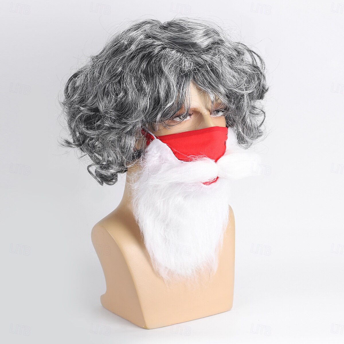 2025年 人工毛ウィッグ カール バング付き 機械製 かつら ショート グレイ 合成 男性用 グレイ  コレクション – $17.49 –P4