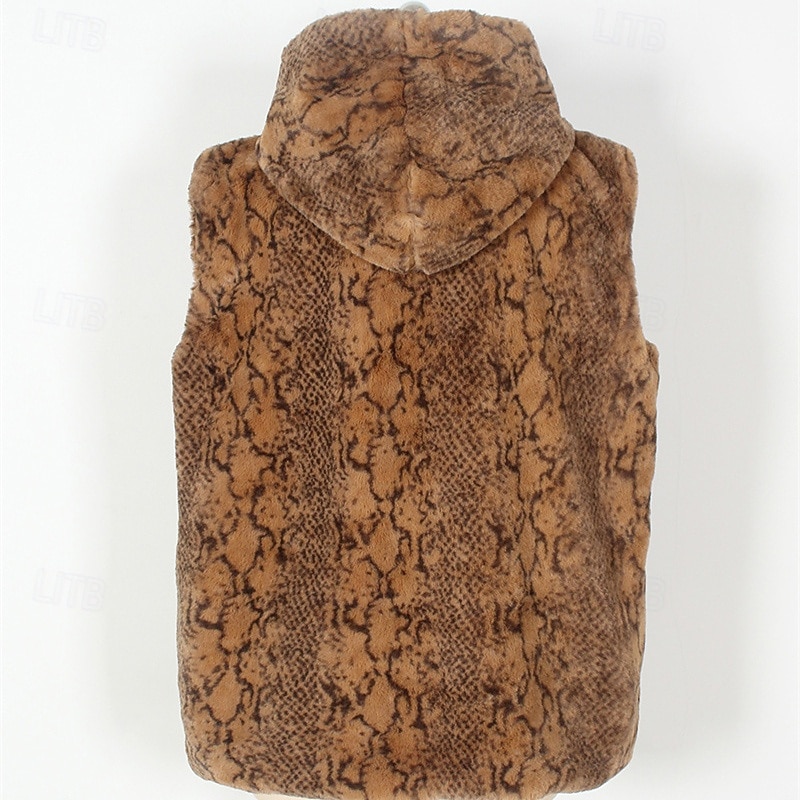 Men's Vest Faux Fur Gilet Daily Date Vacation Fashion Casual Fall & Winter Keep Warm Polyester Comfortable Leopard Print Cardigan Stand Collar Regular Fit White Yellow Brown Vest 2026 - $41.99 –P18
