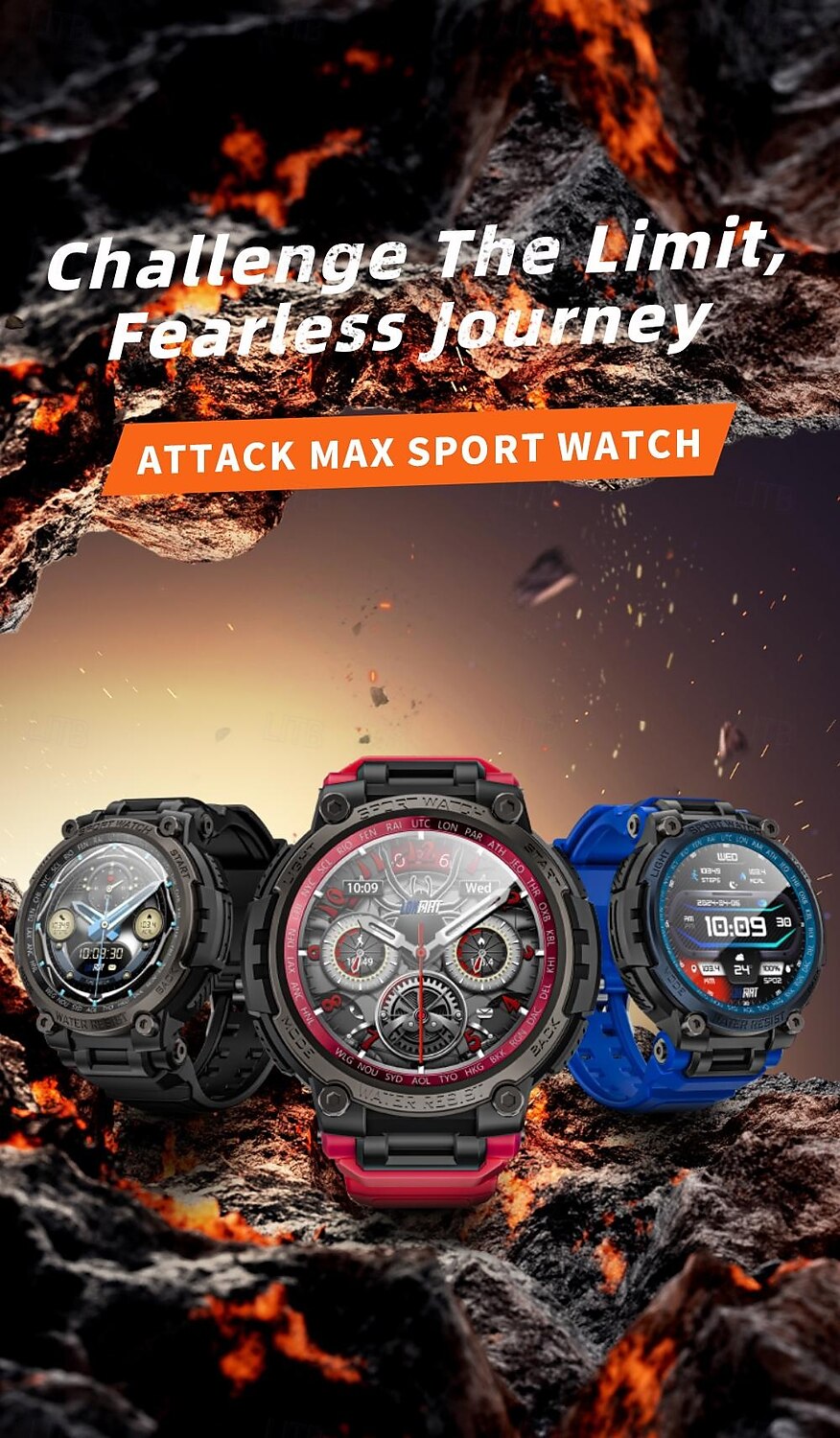 LOKMAT ATTACK MAX Smart Watch 1.53 inch Smartwatch Fitness Running Watch Bluetooth Pedometer Call Reminder Sleep Tracker Compatible with Android iOS Women Men Long Standby Hands-Free Calls Waterproof 2025 - $55.99 –P1
