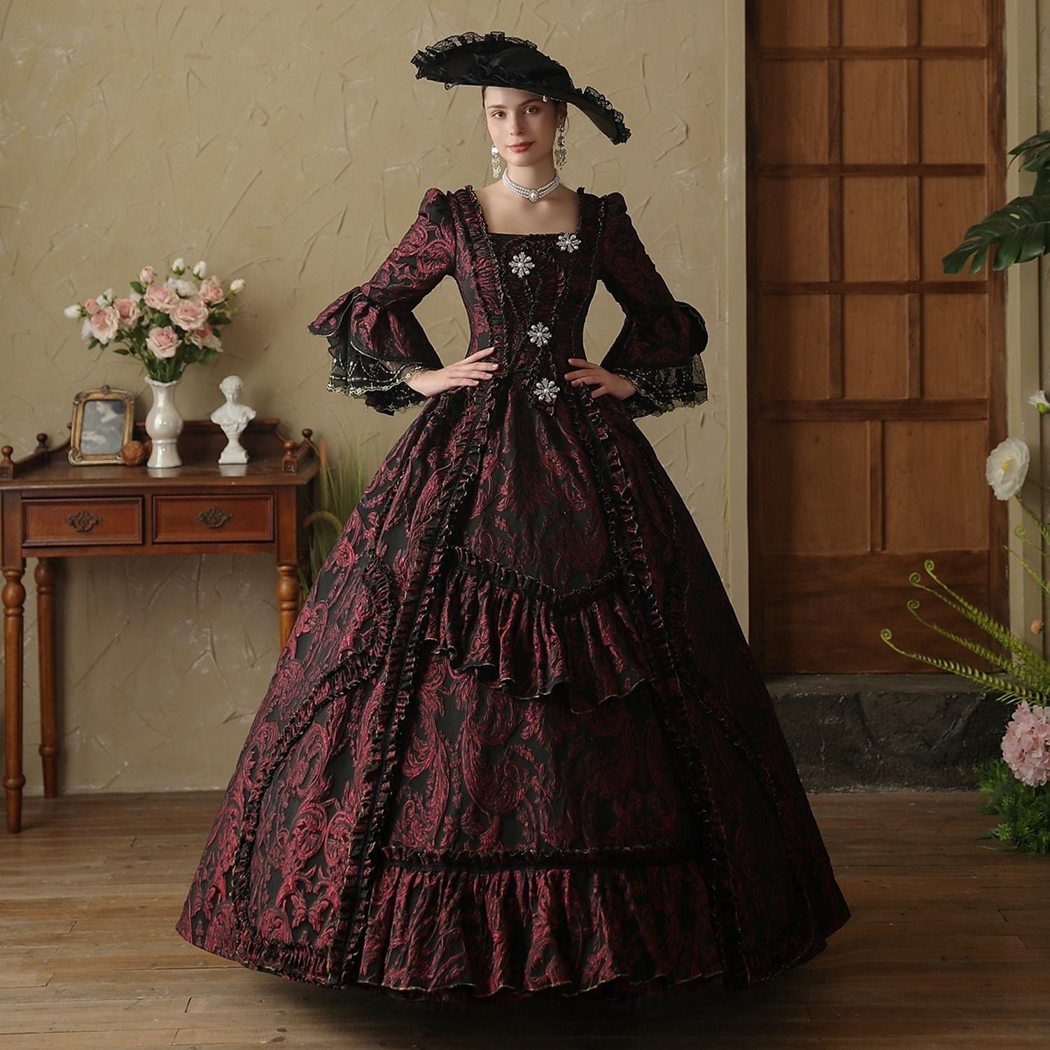 Gothic Rococo Vintage Inspired Dress Party Costume Prom Dress Princess Shakespeare Solid Color Ball Gown Women's Royal Halloween Carnival Valentine's Day Party Evening Party Masquerade Adults' Dress 2025 - $294.59 –P1